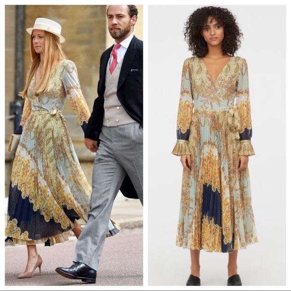 GORGEOUS H&M Printed Pleated Chiffon Wrap Dress - Picture 2 of 10